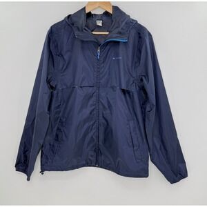 Decathlon Quechua Mens Navy Blue Lightweight Hooded Windbreaker Jacket Size M